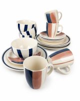 Vajilla X16Pcs Rosado Y Gris