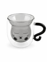 Vaso Doble Fondo Negro Forma De Gato 320 Ml — imagen 1