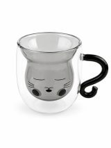Vaso Doble Fondo Negro Forma De Gato 320 Ml