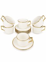 Set De Pocillos Con Plato Borde Dorado 200Ml X 6 - 5.5 Pulgadas — imagen 1