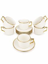 Set De Pocillos Con Plato Borde Dorado 200Ml X 6 - 5.5 Pulgadas